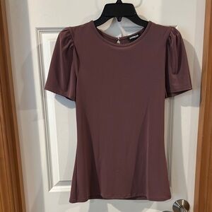 Express dusty purple Fitted Puff Sleeve Blouse
